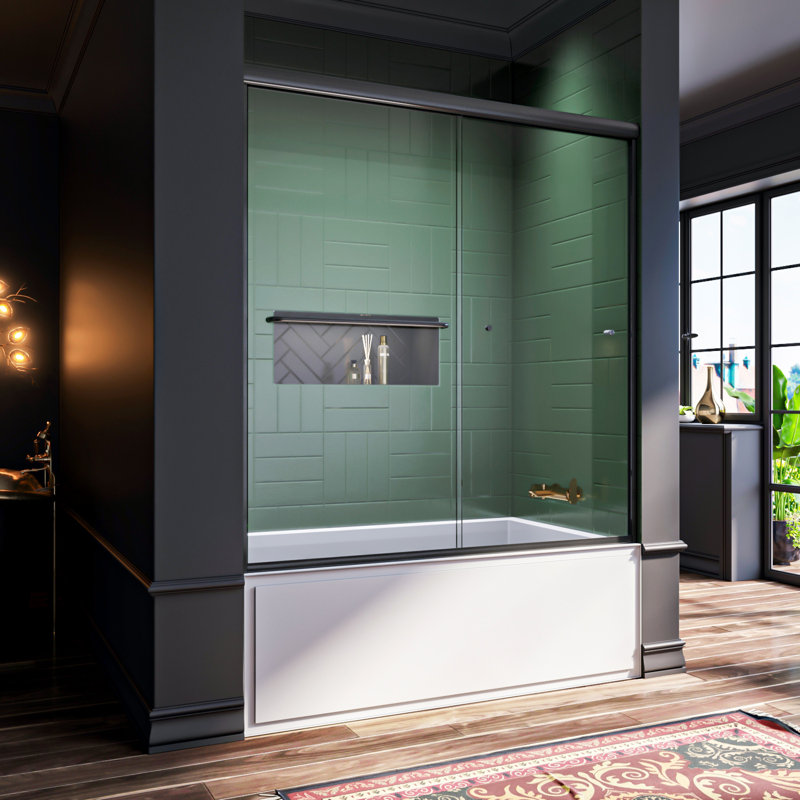 ELEGANT 58.5''60''W X 62’’H Bypass Sliding Shower Tub Door Matte Black